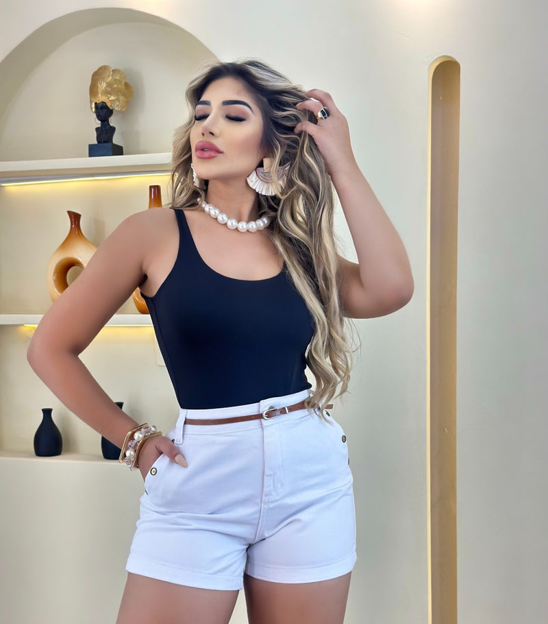 Short Jeans Cintura Alta Branco
