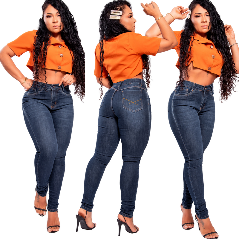 Calça Jeans Feminina Cintura Alta Com Lycra - Bs Multimarcas