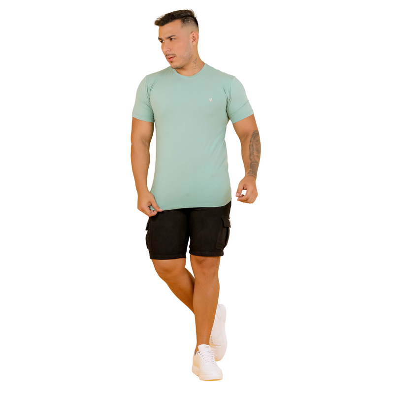 Camiseta Masculina Básica Slim Premium Azul - Bs Multimarcas
