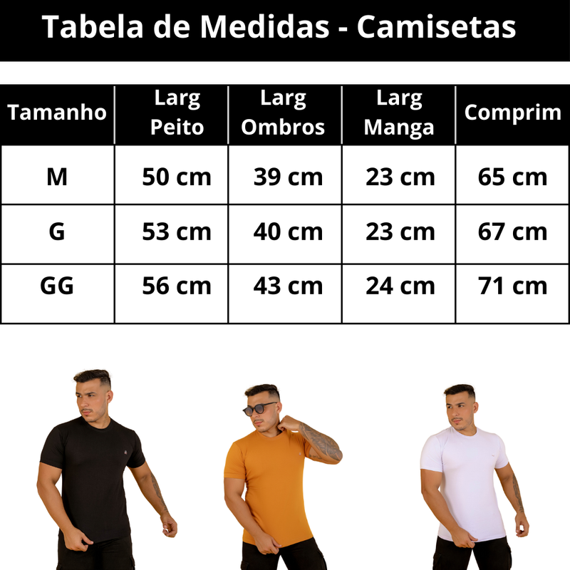 Camiseta Masculina Básica Slim Premium Azul - Bs Multimarcas