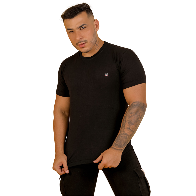 Camiseta Masculina Básica Slim Premium Preta - Bs Multimarcas