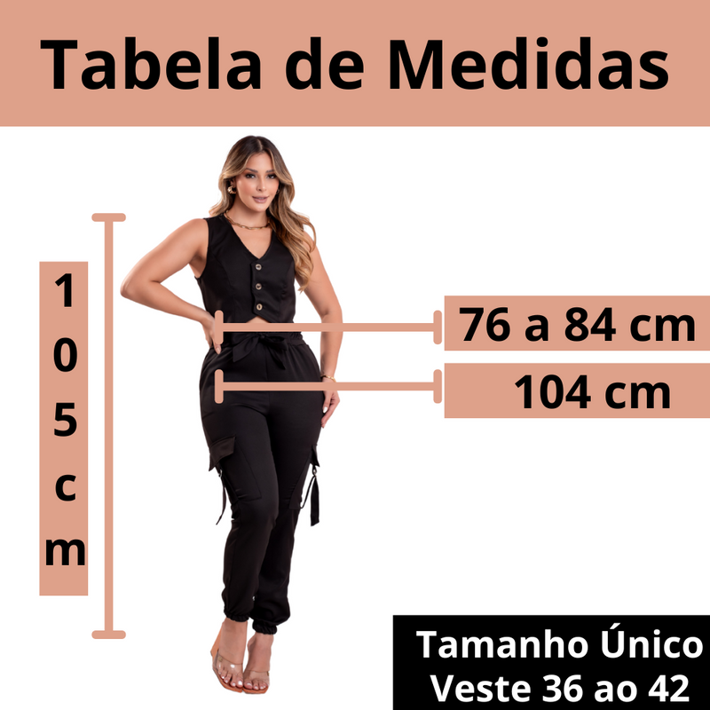 Conjunto Alfaiataria Feminino Calça e Cropped - Bs Multimarcas