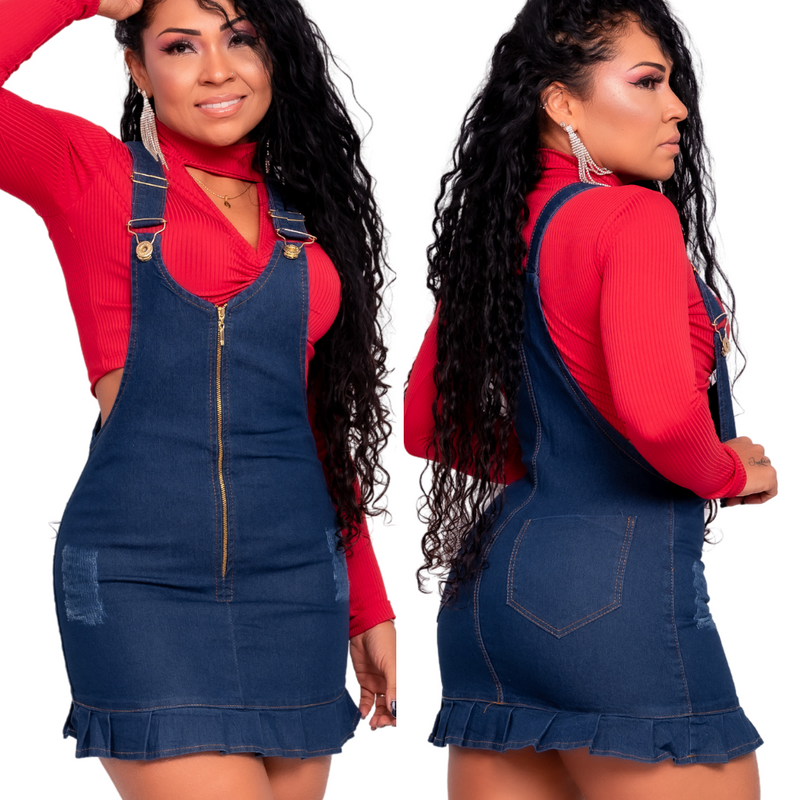 Jardineira Jeans Feminino Midi - Bs Multimarcas