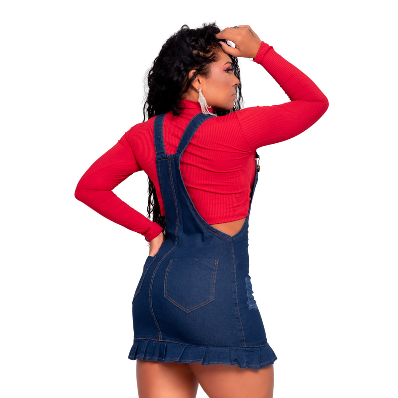 Jardineira Jeans Feminino Midi - Bs Multimarcas