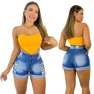 Short Feminino Jeans Cintura Alta e Levanta Bumbum - Bs Multimarcas