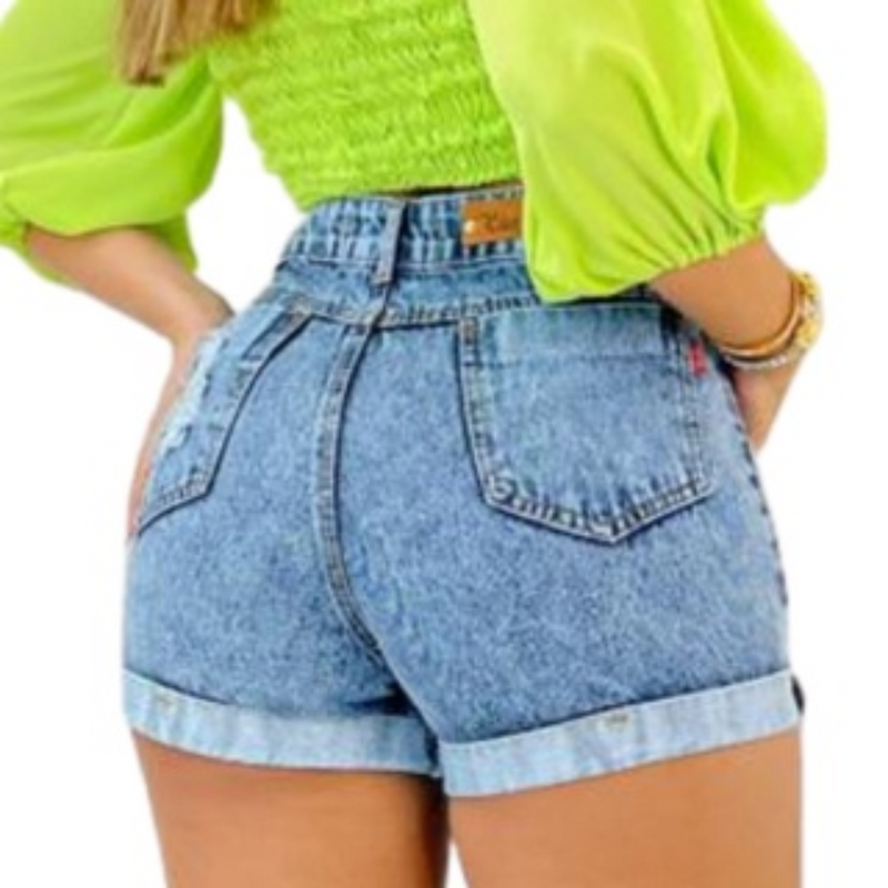 Short Feminino Jeans Short Curto Jeans Cós Alto - Bs Multimarcas