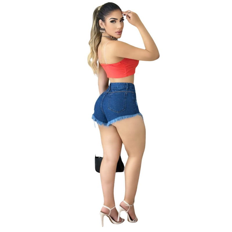 Short Jeans Blogueira Feminino Cintura Alta e Levanta Bumbum - Bs Multimarcas
