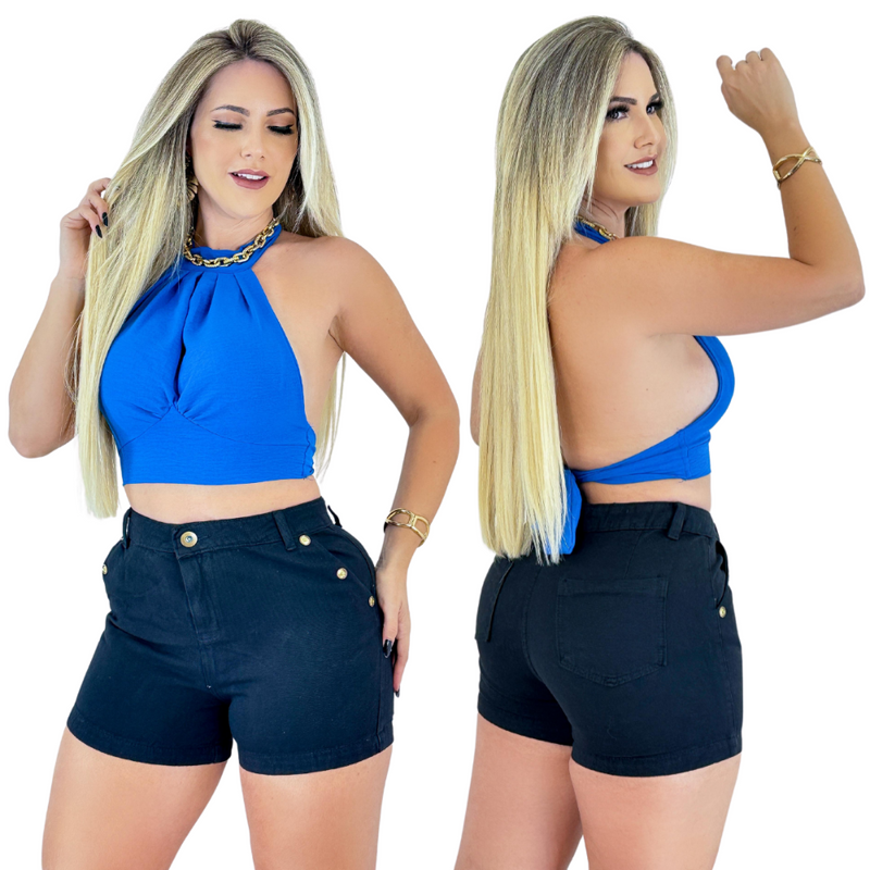 Short Jeans Feminino Cintura Alta Comfort - Bs Multimarcas