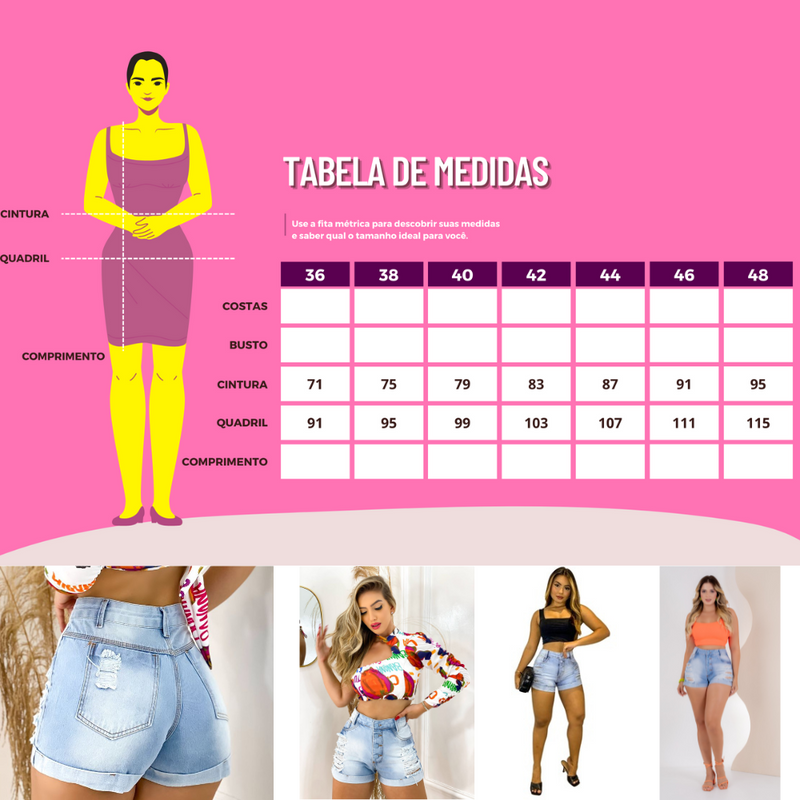 Short Jeans Feminino Cintura Alta e Levanta Bumbum - Bs Multimarcas