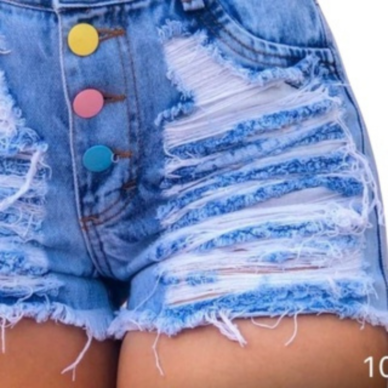 Short Jeans Feminino Destroyed Premium Cós Alto Levanta Bumbum - Bs Multimarcas
