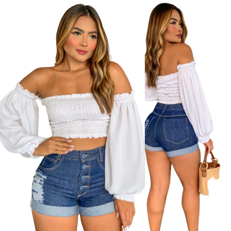 Short Jeans Feminino Levanta Bumbum Destroyed Cintura Alta - Bs Multimarcas