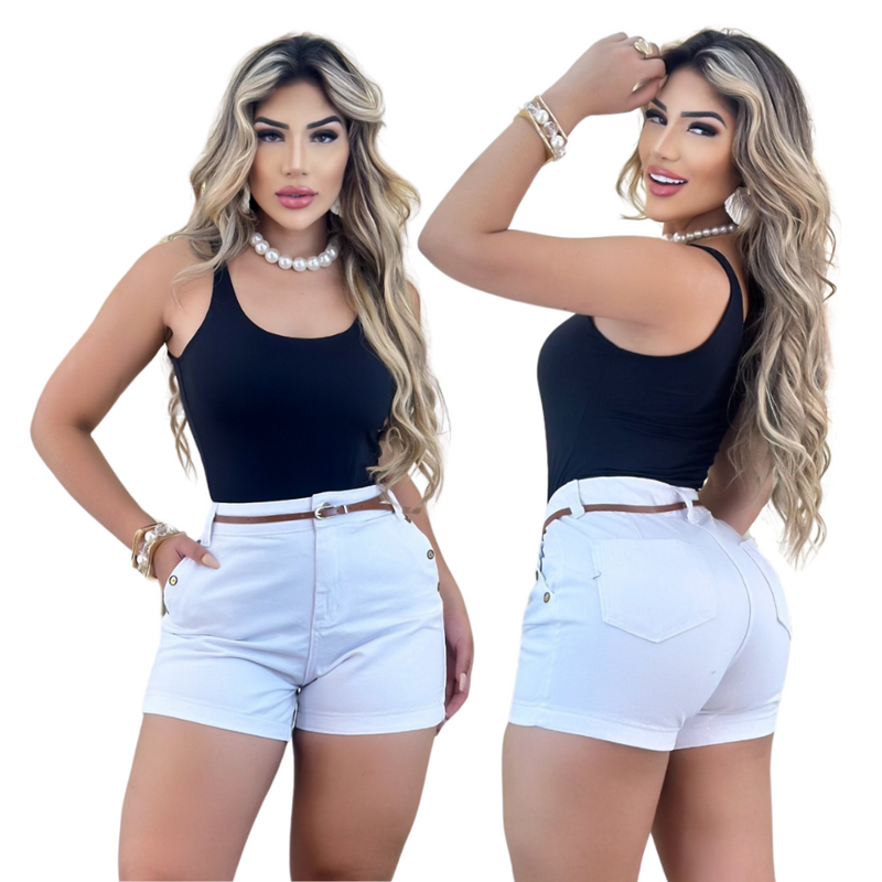 Short Jeans Cintura Alta Branco