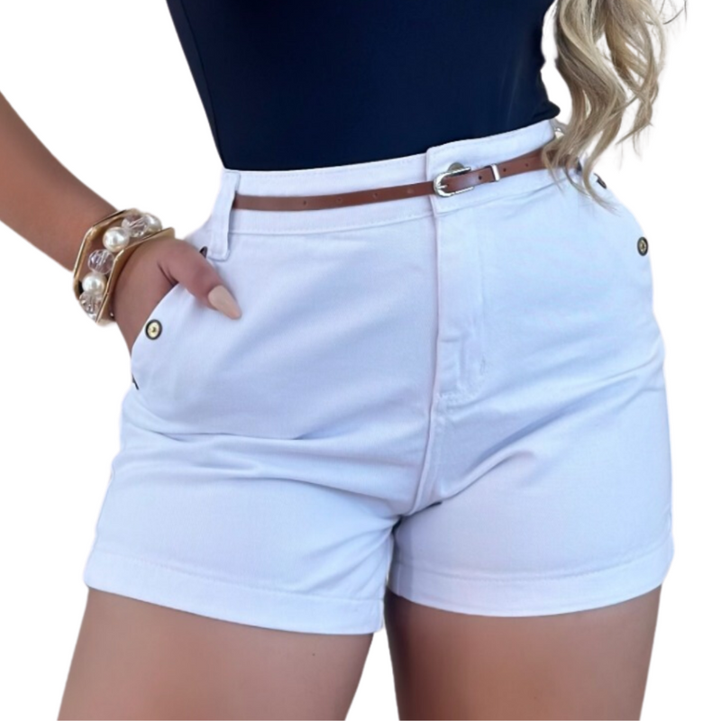 Short Jeans Cintura Alta Branco